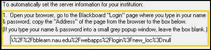 Enter brower login page information