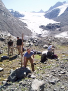 Installing temperature logger Cascade Glacier