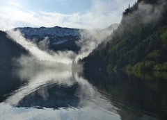 Fog lifting, Sheep Lake