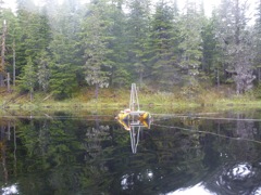 Anchored coring platform, Cabin Lake