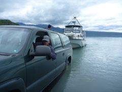 Launching the USGS boat at Skilak Lake
