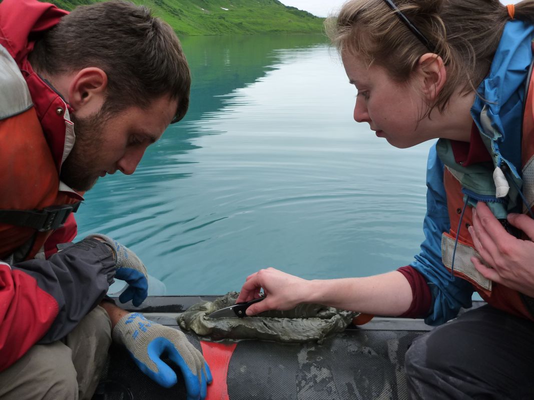 Dave & Megan examine Allison Lake sediment