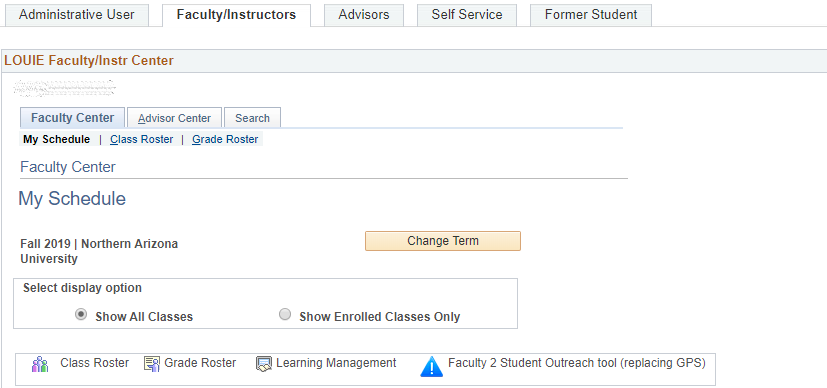 Faculty/Advisor tab