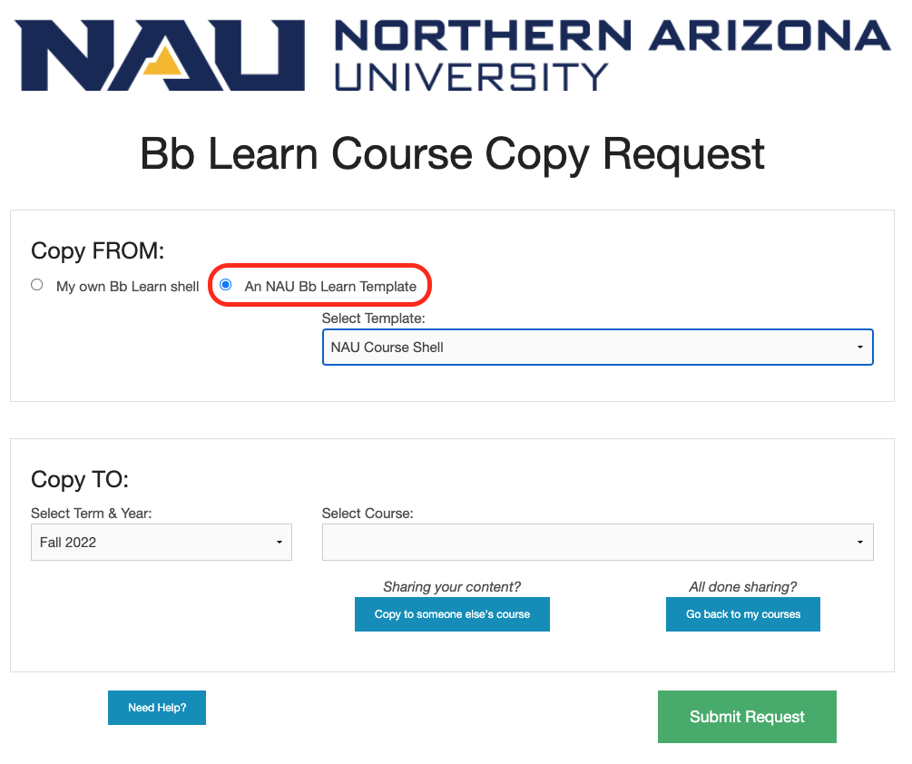 NAU Course Copy tool