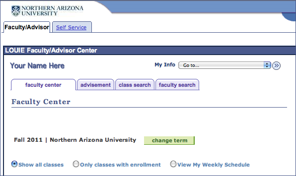 Faculty/Advisor tab