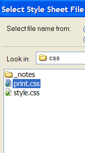 Select Print CSS File