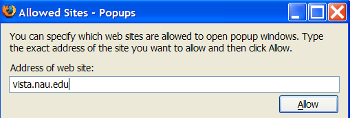 Allowed Sites - Popups
