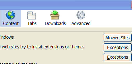 Content Category Allowed Sites