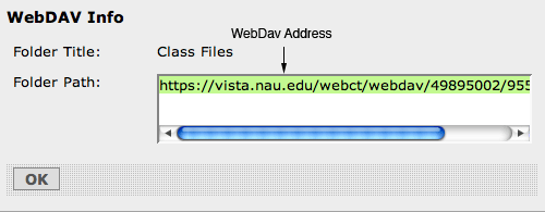 WebDAV Info Dialog Box