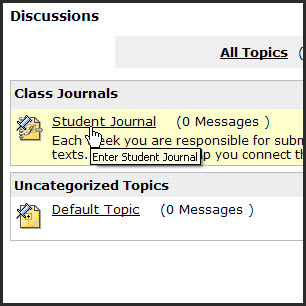 Select Journal Topic from Student View