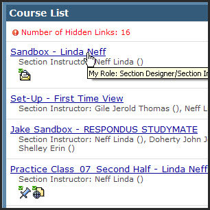 Select Class on My Vista Page