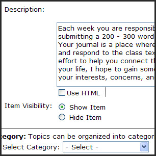 Type in Journal Description