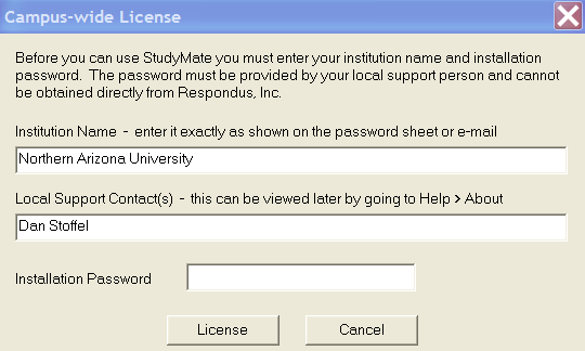 License Window