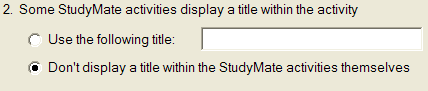 Don't display a title within the studymate activities themselves