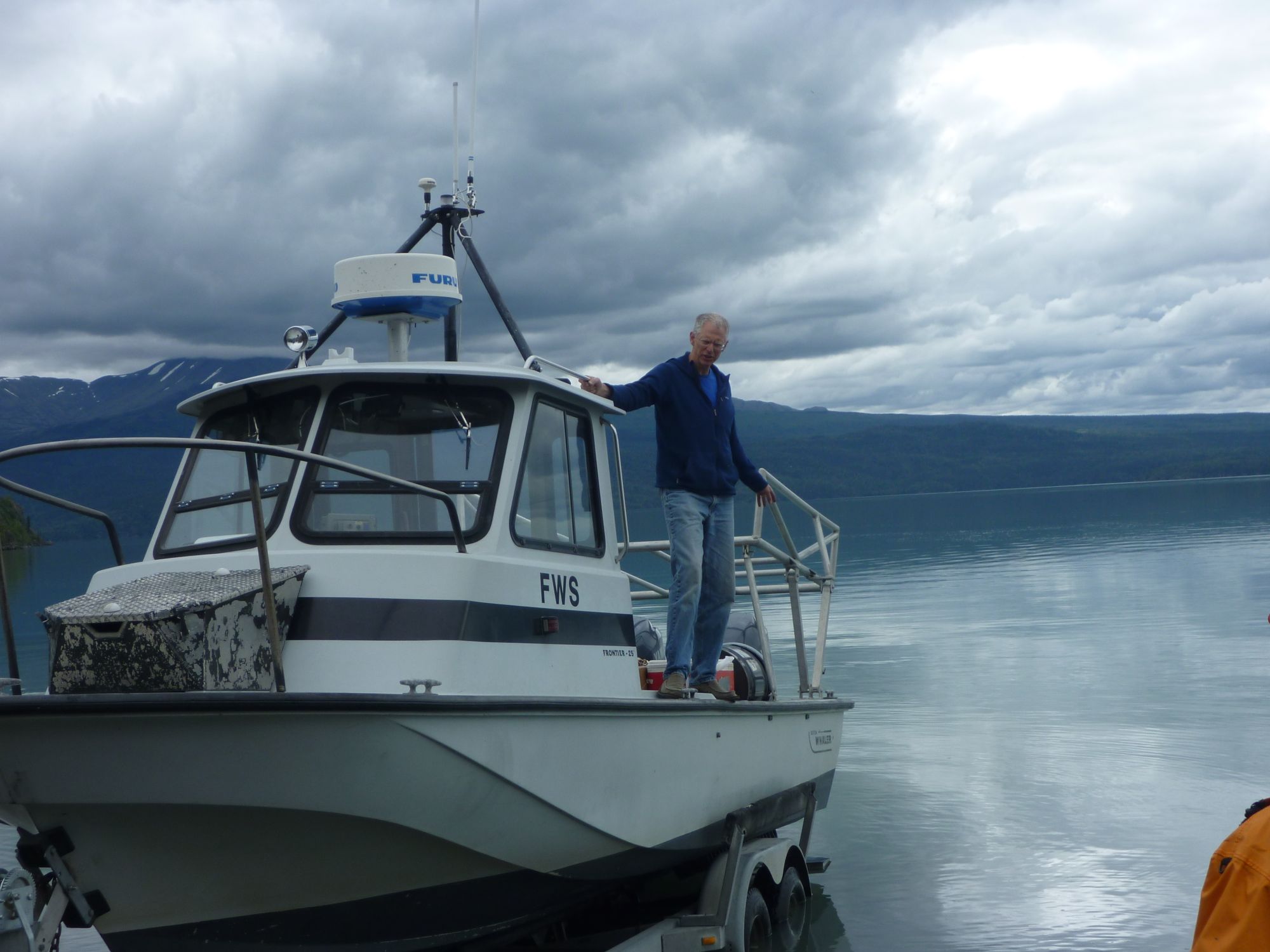 Peter preparing to ferry the coring team across Skilak Lake