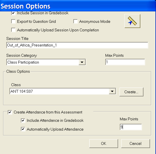 Session Options Dialog Box