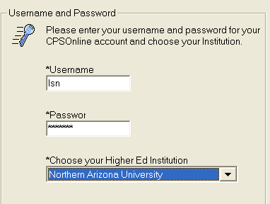 Username and Password text boxes